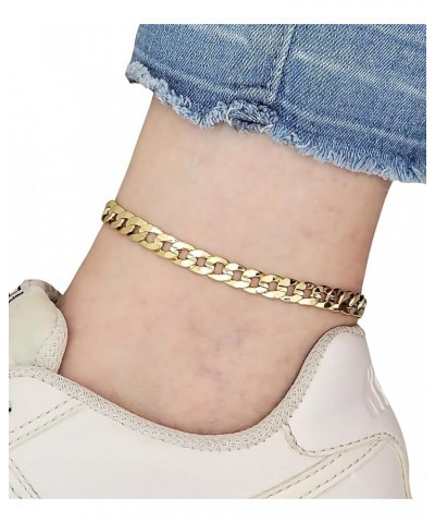 Anklet for Women, Girls in 8", 9",10",11",12" Sizes Gold Electroplated Figaro, Cuban, Mariner, Herringbone Ankle Bracelet - M...