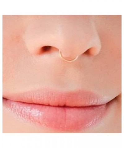 Fake Nose Rings Hoop Stainless Steel Faux Fake Lip Ear Nose Septum Ring Non-Pierced Clip On Nose Hoop Rings,Steel Golden $3.5...