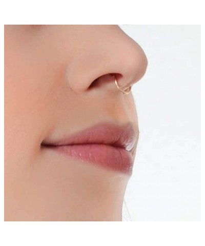 Fake Nose Rings Hoop Stainless Steel Faux Fake Lip Ear Nose Septum Ring Non-Pierced Clip On Nose Hoop Rings,Steel Golden $3.5...