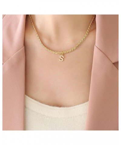 Dainty Initial Necklaces for Women, 18K Gold Filled Vintage Choker Necklaces Simple Cubic Zircon Letter Pendant Initial Choke...