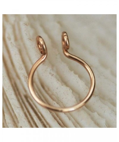 Fake Nose Rings Hoop Stainless Steel Faux Fake Lip Ear Nose Septum Ring Non-Pierced Clip On Nose Hoop Rings,Steel Golden $3.5...