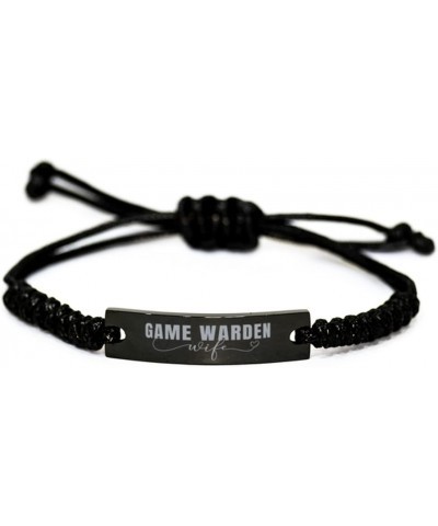 Game Warden Wife Bracelet Gifts for Game Warden Wife Black Rope Bracelet Engraved Custom Sarcasm, Sarcastic Gifts Game Warden...