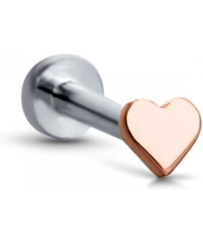 Titanium Labret Monroe Ear Cartilage Threadless Push Pin Nose Stud Heart Choose Your Color, Size & Gauge Rose-Tone-18G-5/16" ...