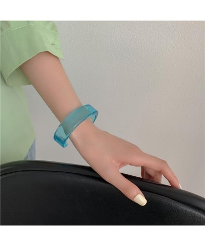 Acrylic Open Cuff Bangle Colorful Simple Geometric Transparent Resin Bracelet Jewelry B Blue $6.71 Bracelets