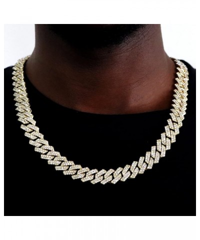 Miami Cuban Link Chain for Men 14mm Diamond Iced Out Cuban Link Chain Necklace Bracelet Hip Hop Jewelry Mens Women gold 24inc...