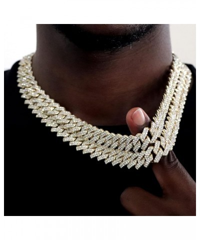 Miami Cuban Link Chain for Men 14mm Diamond Iced Out Cuban Link Chain Necklace Bracelet Hip Hop Jewelry Mens Women gold 24inc...