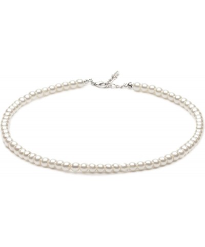 White Pearl Necklace Womens Pearl Strand Necklace Pearl choker Necklace for wedding 6mm $8.39 Necklaces