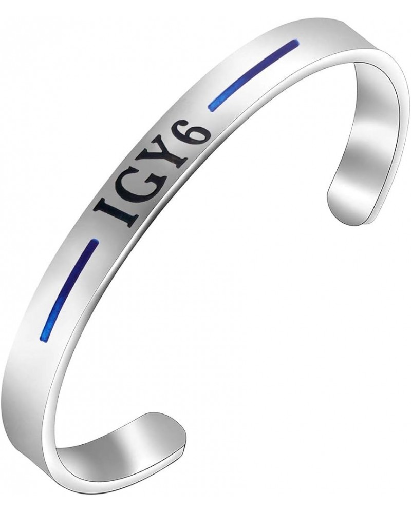 IGY6 Cuff Bracelet Thin Blue Line Bracelet Police Officer Support Gift cuff $9.50 Bracelets