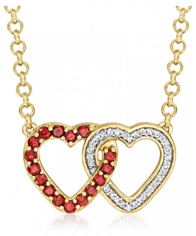 0.60 ct. t.w. Garnet and .13 ct. t.w. Diamond Double-Heart Necklace in 18kt Gold Over Sterling. 18 inches $114.75 Necklaces