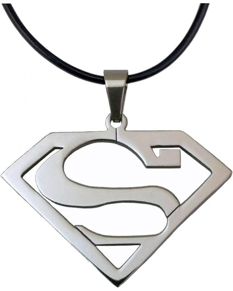 Stainless Steel Superhero Pendant Necklace Leather Chain / Silver Color $10.63 Necklaces