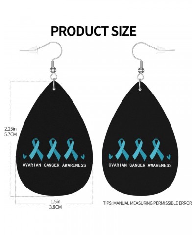 Ovarian Cancer Awareness Month In September We Wear Teal Earrings For Women Girls Faux Leather Earrings Pendant Teardrop Dang...