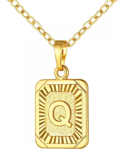 Monogram Necklace A-Z 26 Letters Pendants 18K Gold/Platinum Plated Square Capital Initial Necklaces for Women Men, Resizable ...