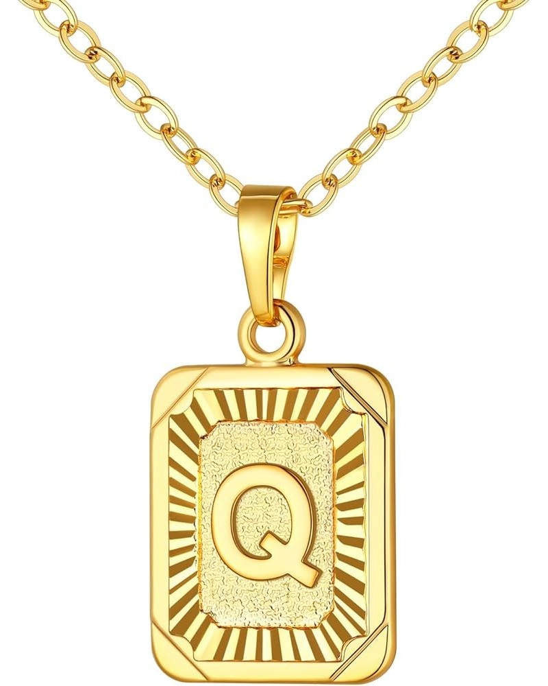 Monogram Necklace A-Z 26 Letters Pendants 18K Gold/Platinum Plated Square Capital Initial Necklaces for Women Men, Resizable ...