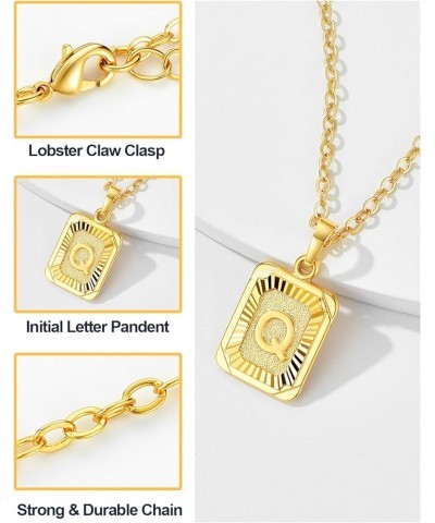 Monogram Necklace A-Z 26 Letters Pendants 18K Gold/Platinum Plated Square Capital Initial Necklaces for Women Men, Resizable ...