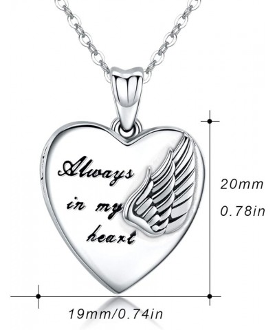 Locket Necklace That Holds Pictures Angel Wings Locket Necklace Pendant Gift for Women Always in My Heart Photo Lockets Keeps...