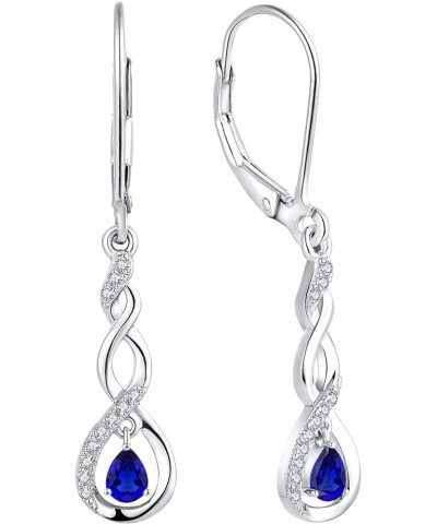 Dangle Drop Earrings Sterling Silver Infinity Leverback Earrings Birthstones Twisted Jewelry 09-sapphire-Sept $22.55 Earrings