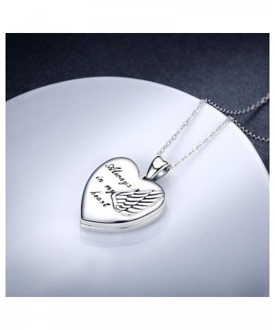 Locket Necklace That Holds Pictures Angel Wings Locket Necklace Pendant Gift for Women Always in My Heart Photo Lockets Keeps...