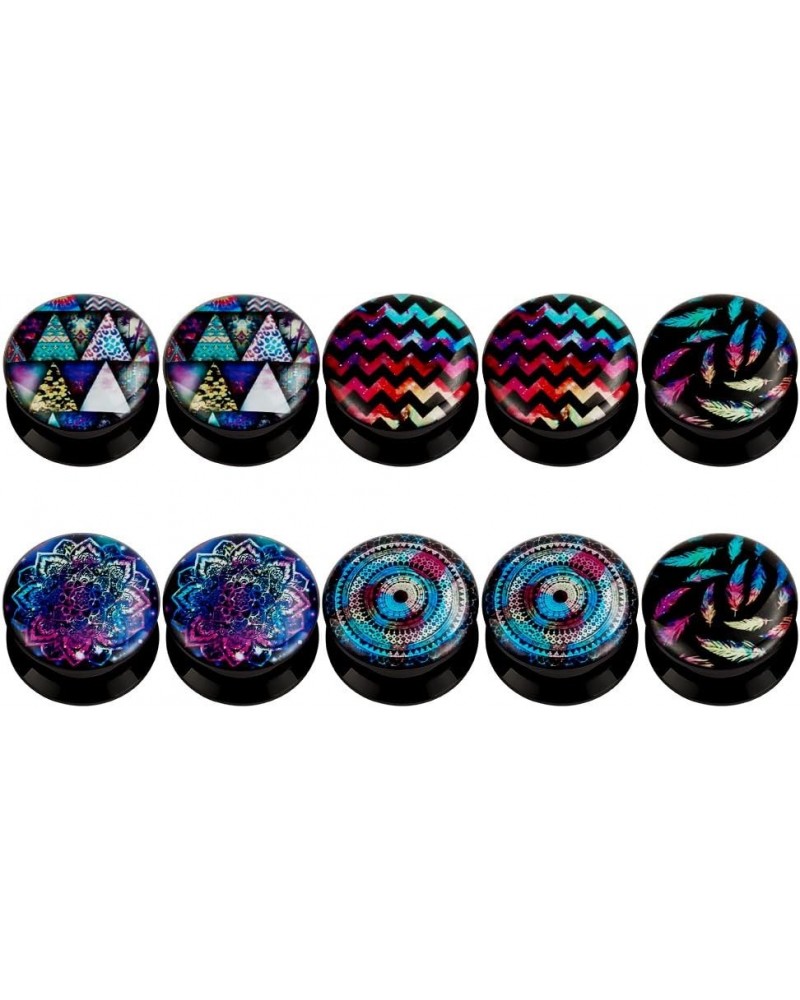 KUBOOZ(5 Pairs Colorful-Dream Acrylic Ear Plugs Tunnels Gauges Stretcher Piercings Gauge:9/16"(14mm) $11.99 Body Jewelry