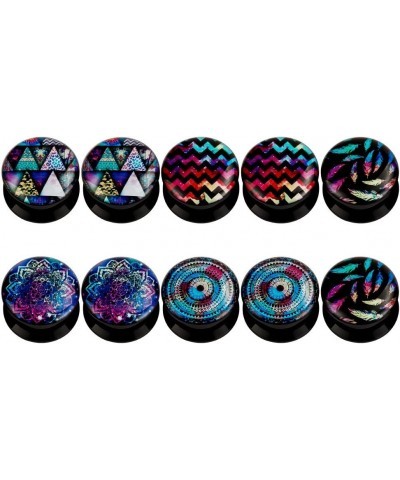 KUBOOZ(5 Pairs Colorful-Dream Acrylic Ear Plugs Tunnels Gauges Stretcher Piercings Gauge:9/16"(14mm) $11.99 Body Jewelry