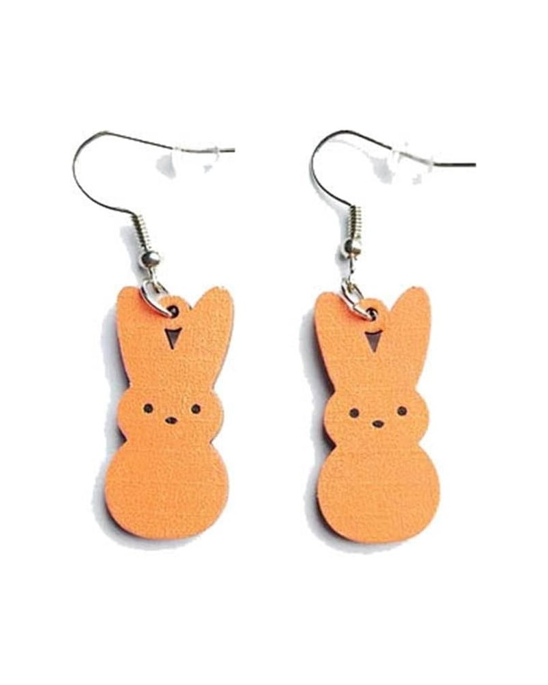 Colorful Easter Rabbit Wooden Dangle Earrings Cute Candy Color Rabbit Animal Wood Earrings for Women Girls Jewelry F $6.48 Ea...