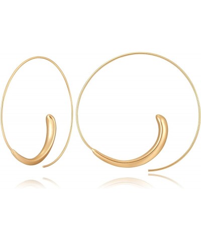 Gold Hoop Earrings 14k Gold Plated Hoop Earrings for Women Big Gold Silver Hoop Simple Spiral Brushed Ball Dangle Drop Earrin...