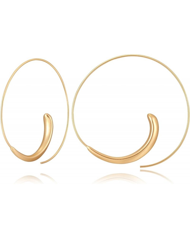 Gold Hoop Earrings 14k Gold Plated Hoop Earrings for Women Big Gold Silver Hoop Simple Spiral Brushed Ball Dangle Drop Earrin...