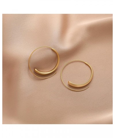 Gold Hoop Earrings 14k Gold Plated Hoop Earrings for Women Big Gold Silver Hoop Simple Spiral Brushed Ball Dangle Drop Earrin...