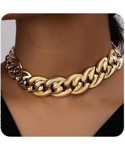 Punk Layered Chunky Choker Necklace Pendant Chain Collar Choker Necklace for Women Style 7 $8.39 Necklaces