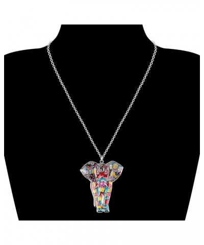 Enamel Alloy Cute Elephant Necklace Animals Pendant Novelty Jewelry Gifts for Women Girls Charms Multi $8.31 Necklaces