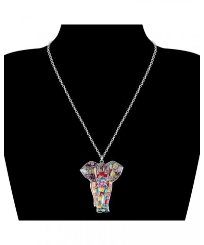 Enamel Alloy Cute Elephant Necklace Animals Pendant Novelty Jewelry Gifts for Women Girls Charms Multi $8.31 Necklaces