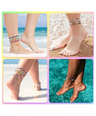 6 Pieces Ankle Bracelet Adjustable Boho Surfer Anklet Bracelet Thin Rope Unisex Handmade Beach Anklet Boho Colorful Ankle Bra...