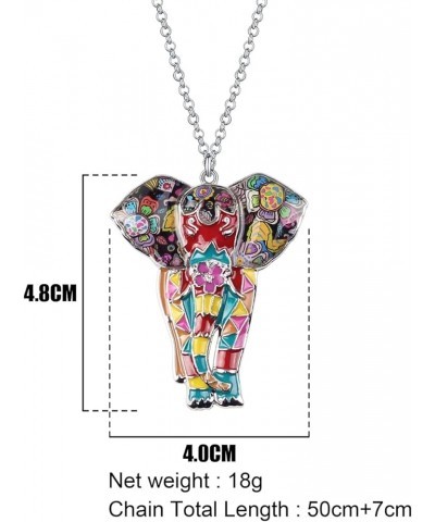 Enamel Alloy Cute Elephant Necklace Animals Pendant Novelty Jewelry Gifts for Women Girls Charms Multi $8.31 Necklaces