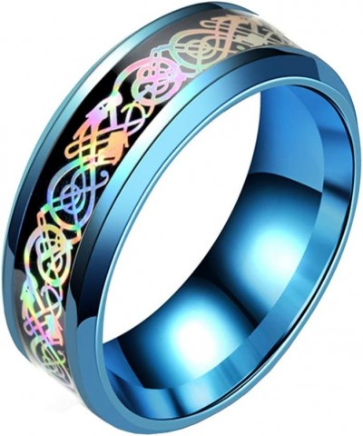 Unisex Carbide Fiber Celtic Dragon Spinner Ring Stainless Steel Wedding Spins Band Non rotatable-Blue Multicolor $9.08 Bracelets