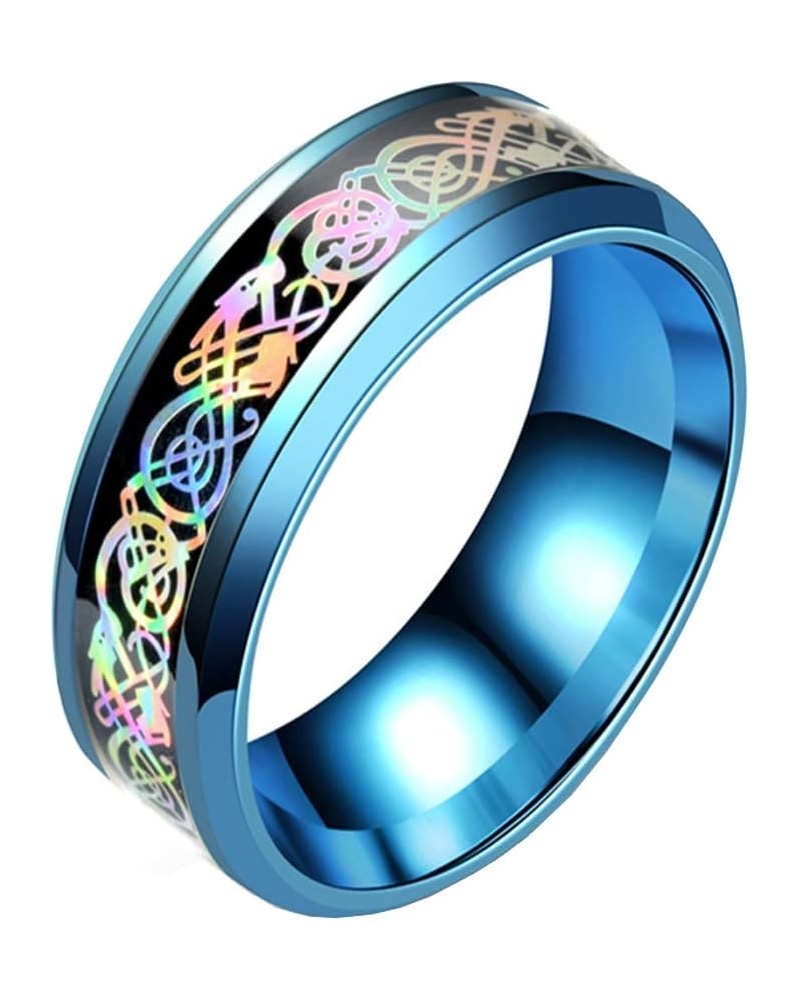 Unisex Carbide Fiber Celtic Dragon Spinner Ring Stainless Steel Wedding Spins Band Non rotatable-Blue Multicolor $9.08 Bracelets