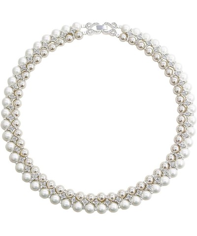 Pearl Necklace for Women, Round Imitation Pearl Choker Necklace 20s Flapper Pearls Accessories for Gatsby Themed Party Dainty...