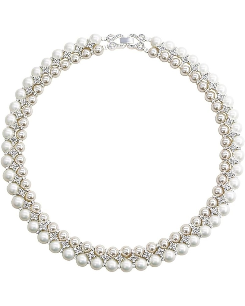 Pearl Necklace for Women, Round Imitation Pearl Choker Necklace 20s Flapper Pearls Accessories for Gatsby Themed Party Dainty...