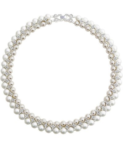 Pearl Necklace for Women, Round Imitation Pearl Choker Necklace 20s Flapper Pearls Accessories for Gatsby Themed Party Dainty...