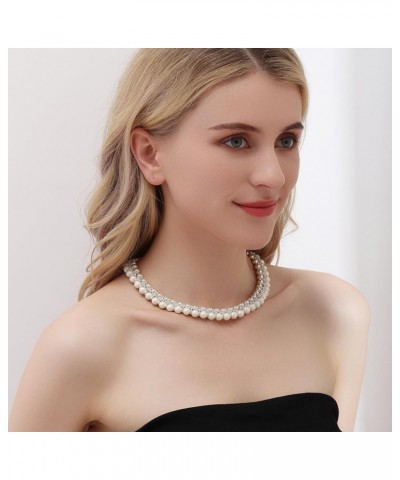 Pearl Necklace for Women, Round Imitation Pearl Choker Necklace 20s Flapper Pearls Accessories for Gatsby Themed Party Dainty...