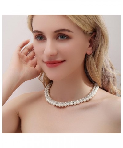 Pearl Necklace for Women, Round Imitation Pearl Choker Necklace 20s Flapper Pearls Accessories for Gatsby Themed Party Dainty...