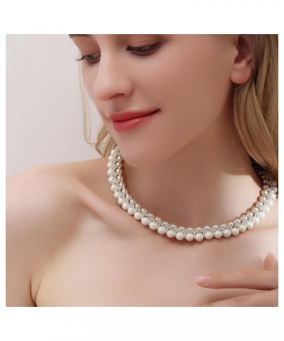 Pearl Necklace for Women, Round Imitation Pearl Choker Necklace 20s Flapper Pearls Accessories for Gatsby Themed Party Dainty...