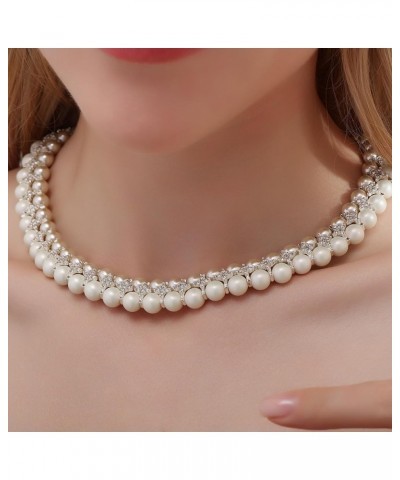 Pearl Necklace for Women, Round Imitation Pearl Choker Necklace 20s Flapper Pearls Accessories for Gatsby Themed Party Dainty...