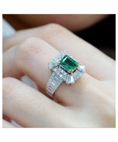 Luxury Jewelry 925 Sterling Silver Emerald Gems Ring CZ Diamond Ring Cubic Exquisite Cut CZ Diamond Female Ring Anniversary E...