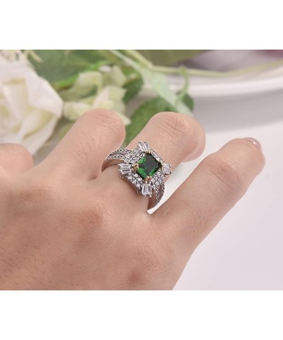 Luxury Jewelry 925 Sterling Silver Emerald Gems Ring CZ Diamond Ring Cubic Exquisite Cut CZ Diamond Female Ring Anniversary E...