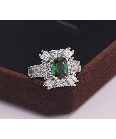 Luxury Jewelry 925 Sterling Silver Emerald Gems Ring CZ Diamond Ring Cubic Exquisite Cut CZ Diamond Female Ring Anniversary E...