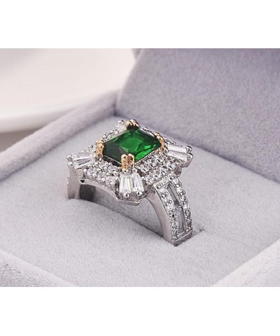 Luxury Jewelry 925 Sterling Silver Emerald Gems Ring CZ Diamond Ring Cubic Exquisite Cut CZ Diamond Female Ring Anniversary E...