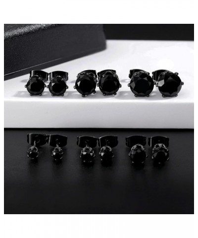 APMART 5-6 Pairs Stud Earrings Set 316L Stainless Steel 18K White Gold Yellow Gold Plated Hypoallergenic Cubic Zirconia 3-8mm...