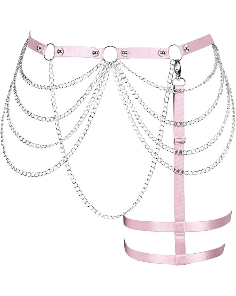 Plus size Waist belts Body chain gothic harness for women Plump Punk Festival rave Large size Halloween Lingerie cage Pink $1...