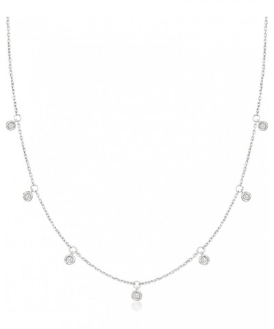 by Ross-Simons 0.25 ct. t.w. Bezel-Set Diamond Drop Station Necklace in Sterling Silver. 16 inches $132.00 Necklaces