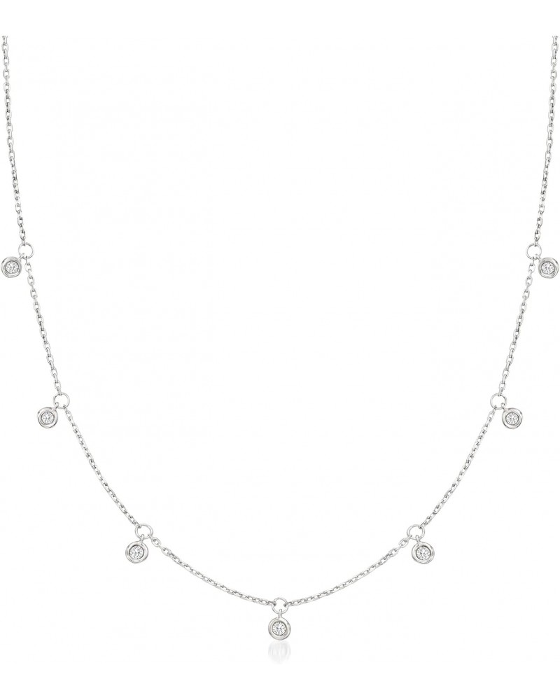 by Ross-Simons 0.25 ct. t.w. Bezel-Set Diamond Drop Station Necklace in Sterling Silver. 16 inches $132.00 Necklaces