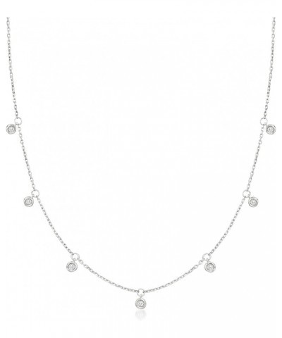 by Ross-Simons 0.25 ct. t.w. Bezel-Set Diamond Drop Station Necklace in Sterling Silver. 16 inches $132.00 Necklaces